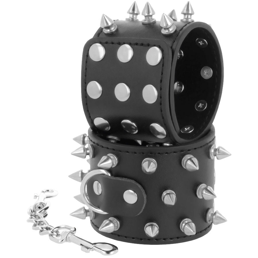 Darkness Bondage Skulls And Bones Schwarze Handschellen Mit Spikes