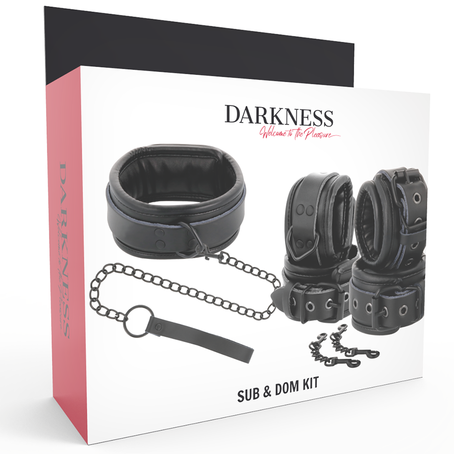 Darkness – Handschellen und Kragen aus Schwarzem Leder