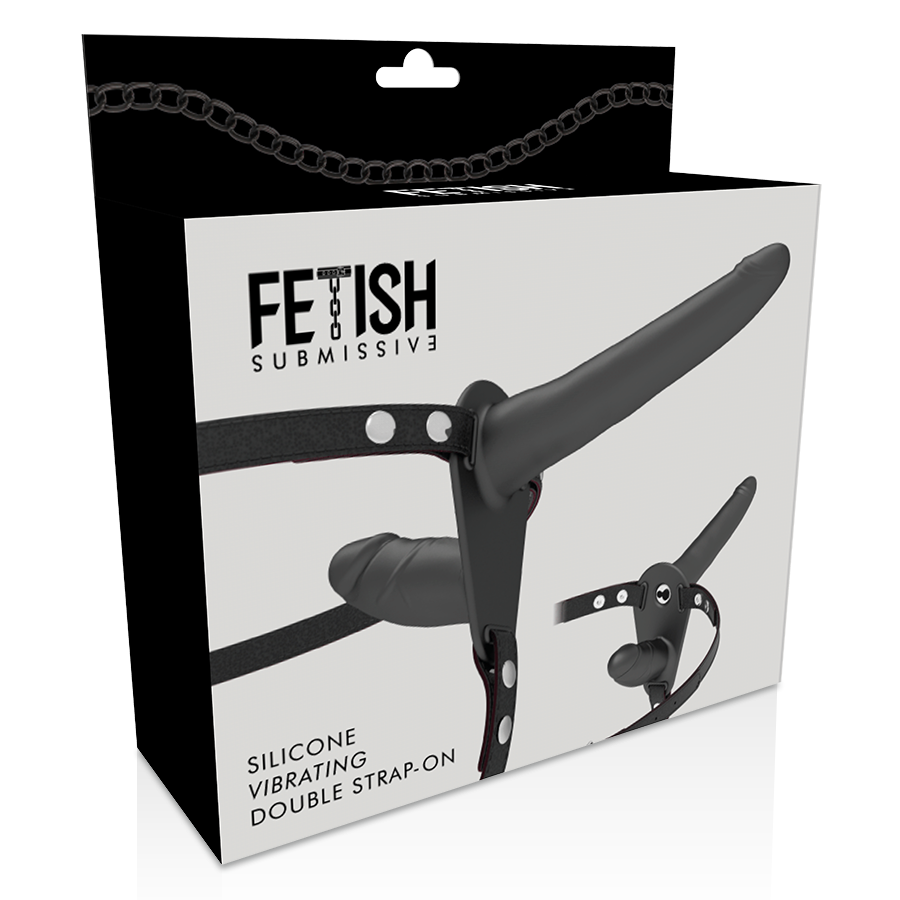 Fetish Submissive Harness Doppelte Penetration Schwarzer Vibrator