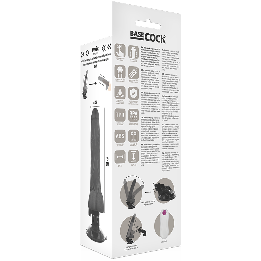 Basecock Realistischer Vibrator Mit Fernbedienung Schwarz 19 cm...