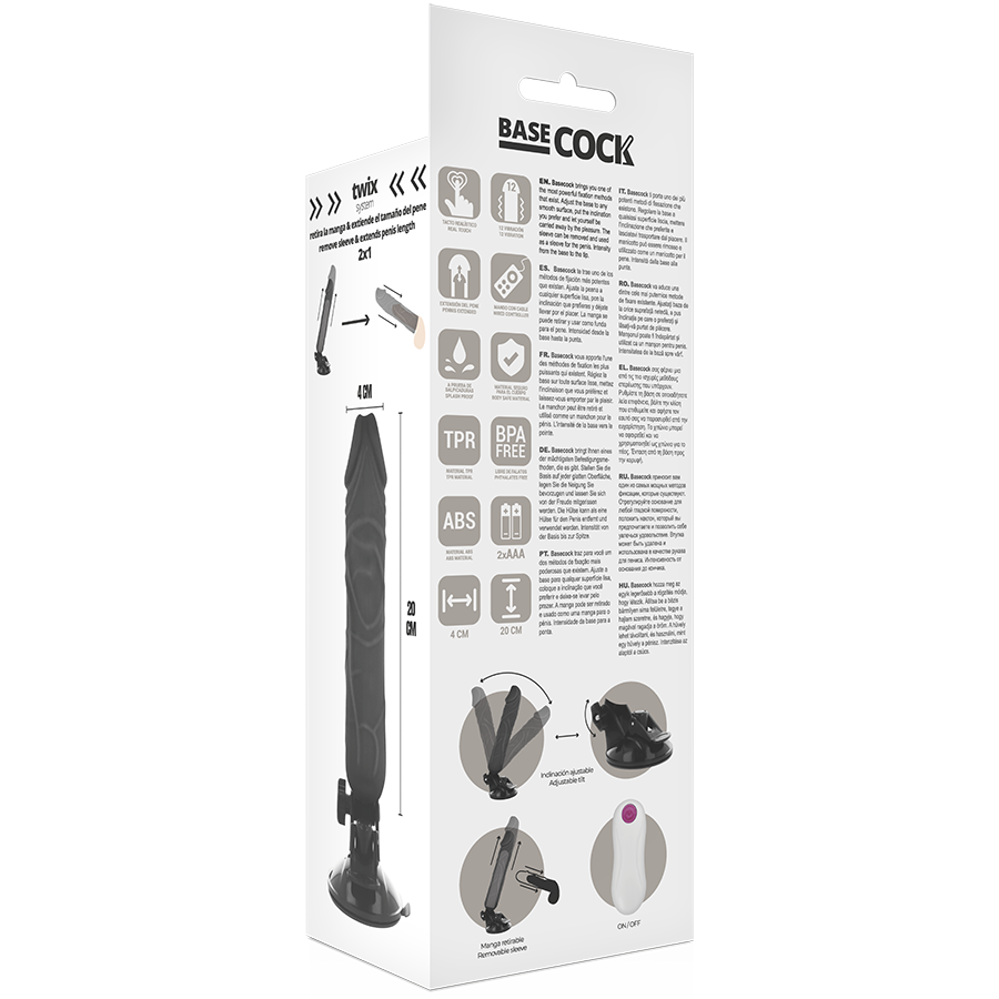 Basecock Realistischer Vibrator Mit Fernbedienung Schwarz 20 cm...