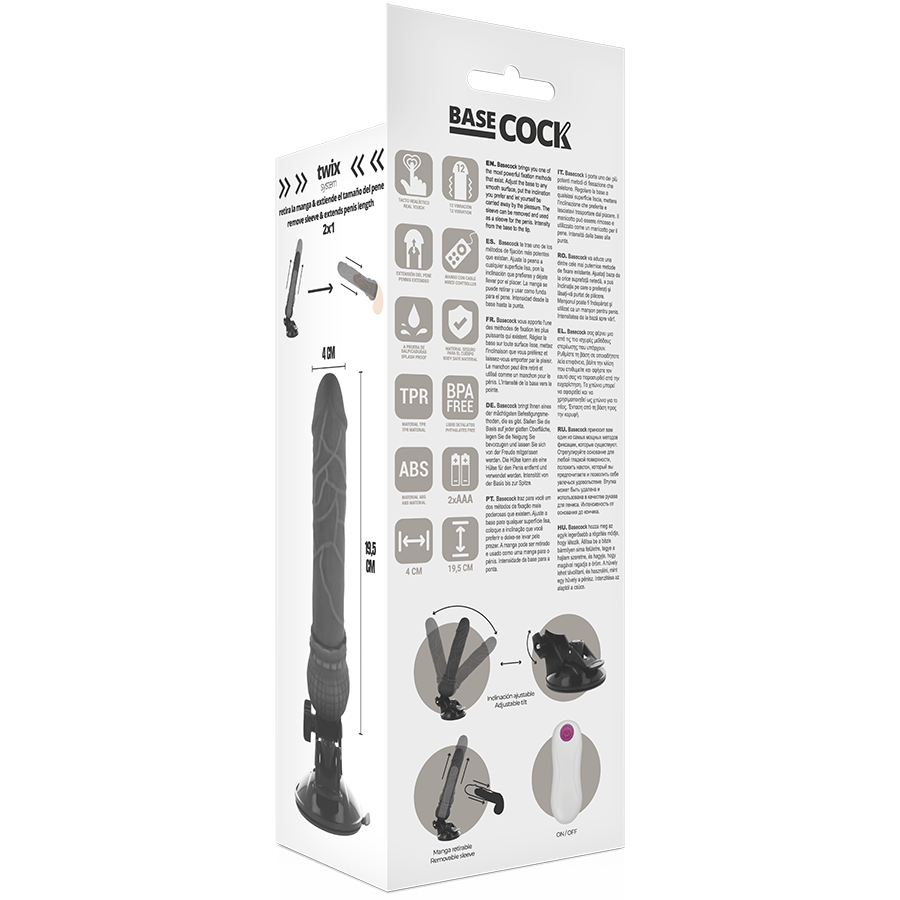Basecock Realistischer Vibrator Mit Fernbedienung Schwarz 19.5 cm...