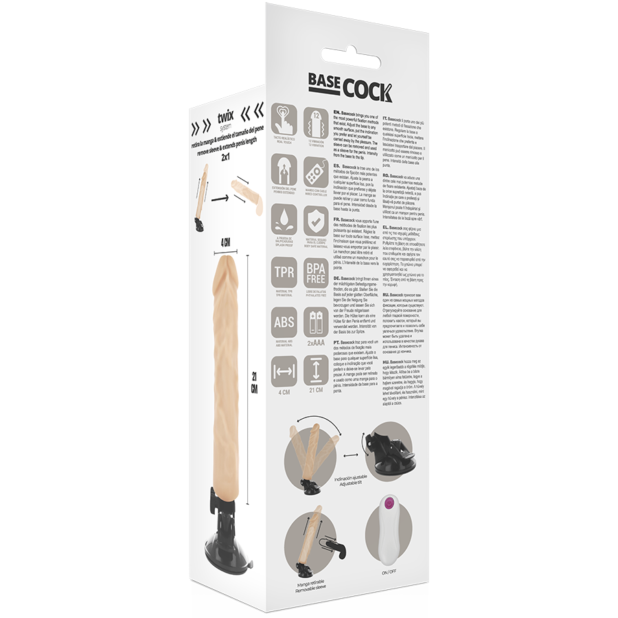 Basecock Realistischer Vibrator Mit Fernbedienung Naturweiss 21 cm...