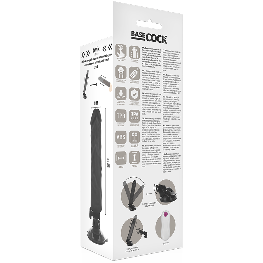 Basecock Realistischer Vibrator Mit Fernbedienung Schwarz 21 cm...