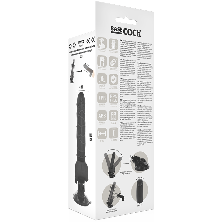 Basecock Realistischer Vibrator Mit Fernbedienung Schwarz 18.5 cm...