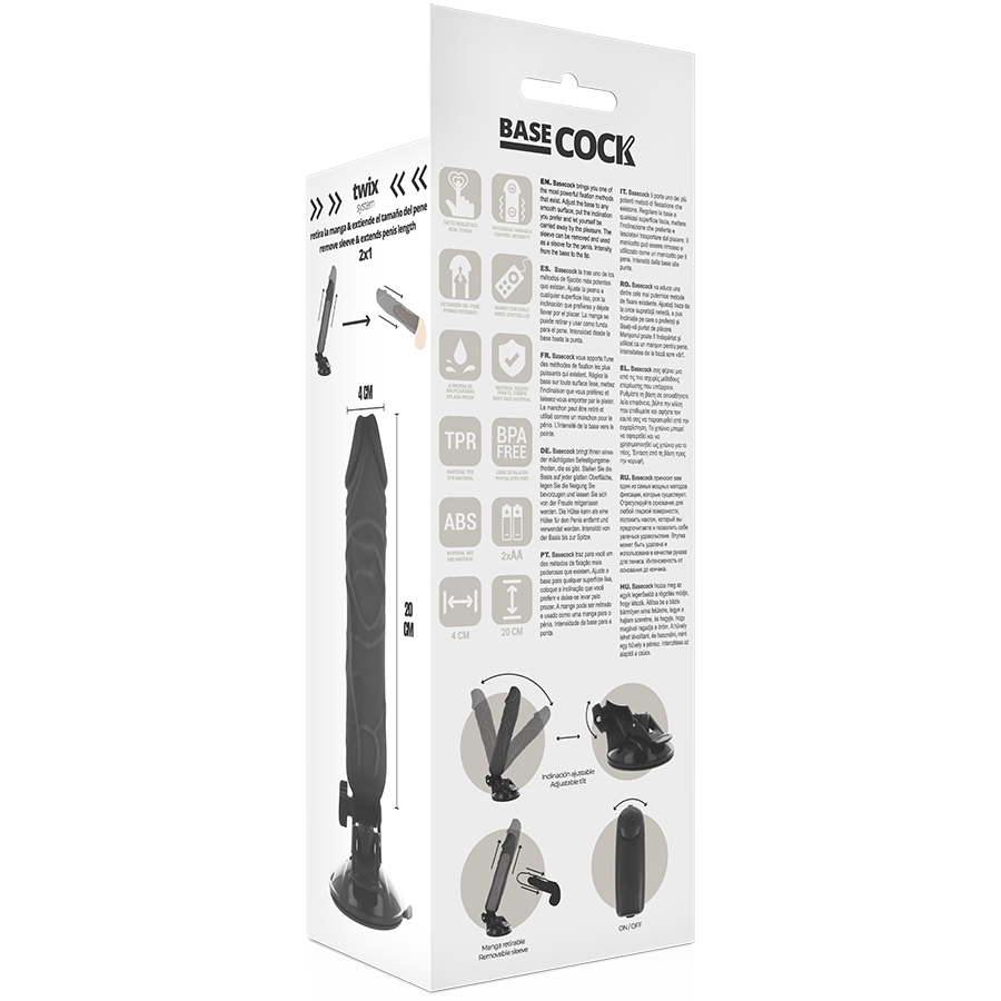 Basecock Realistischer Vibrator Mit Fernbedienung Schwarz 20 cm...