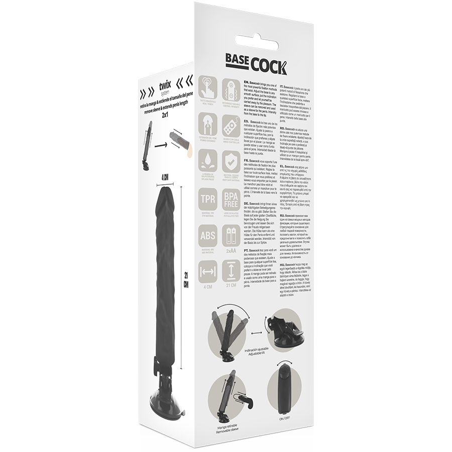 Basecock – Realistischer Vibrator mit Fernbedienung Schwarz 21 Cm -...
