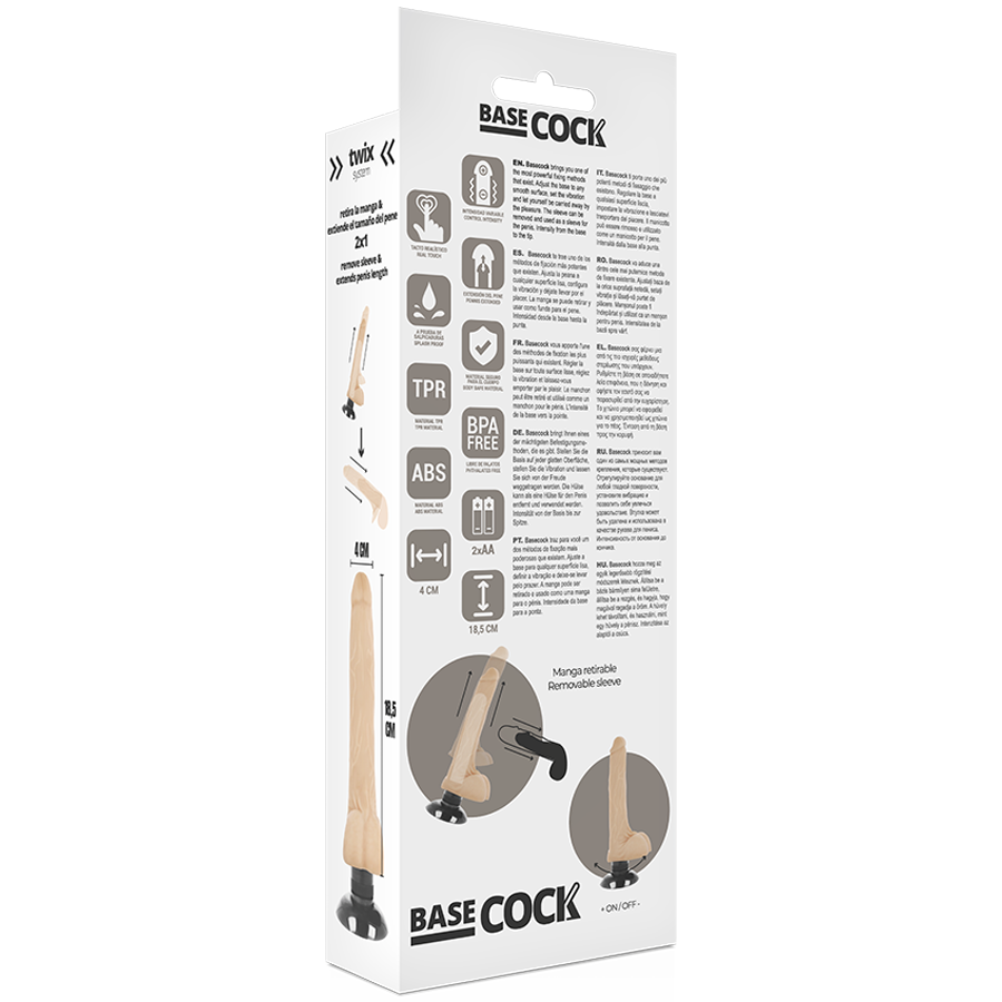 Basecock – Realistischer Vibrator 2-1 Natürlich 18.5 Cm -O- 4 Cm