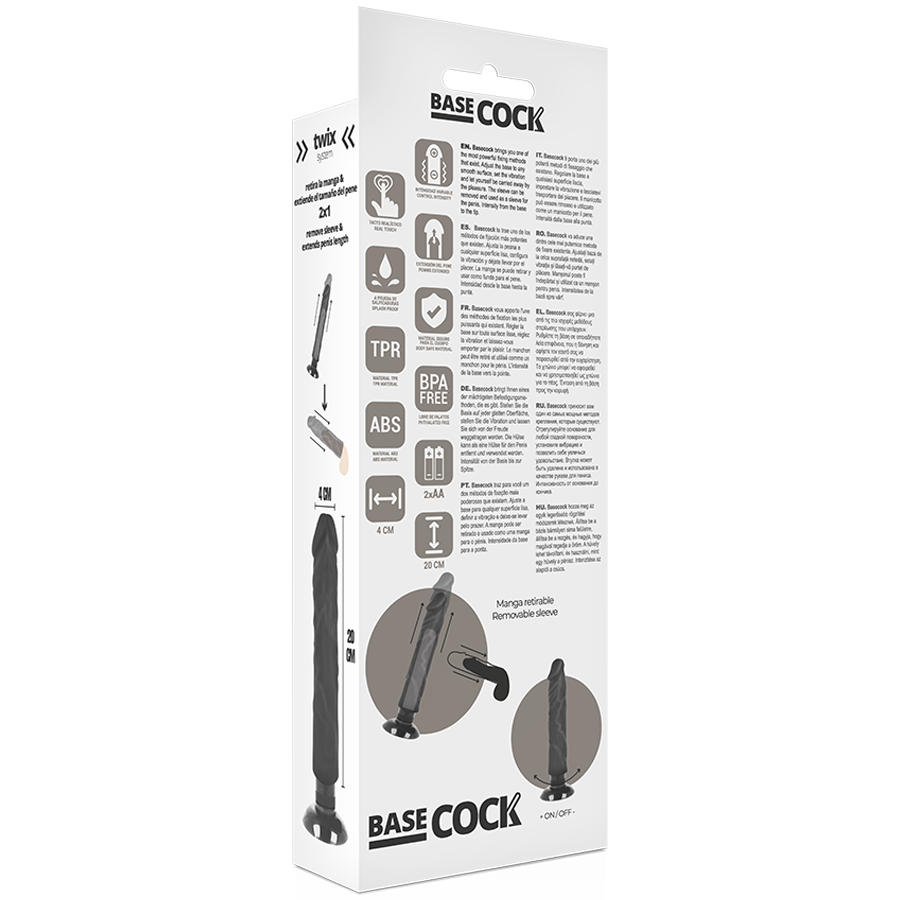 Basecock – Realistischer Vibrator 2-1 Schwarz 20 Cm -O- 4 Cm