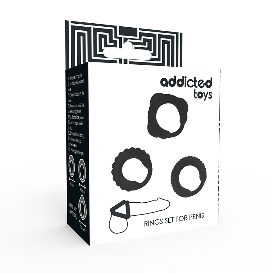 Addicted Toys C-Ring-Set – 3 Penisringe, schwarz