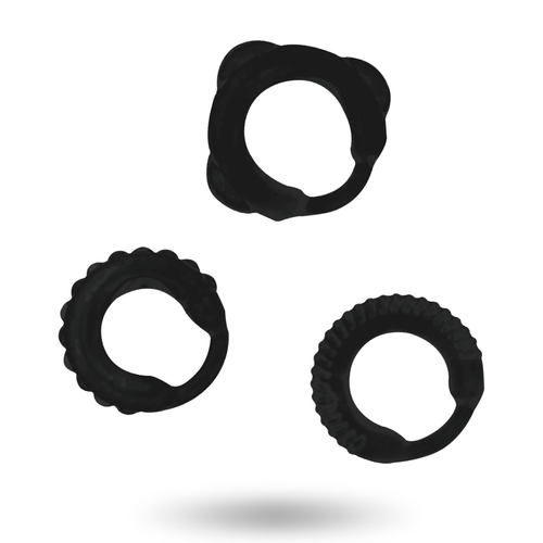 Addicted Toys C-Ring-Set – 3 Penisringe, schwarz