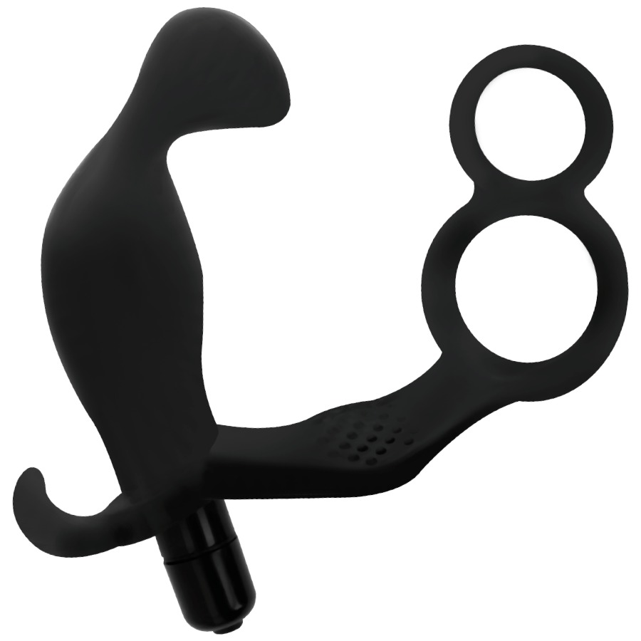 Addicted Toys Analplug Mit Doppeltem Penisring Und Hoden Schwarz