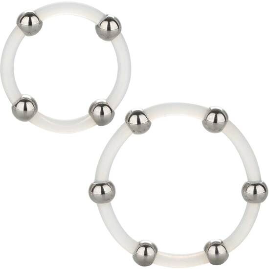 CalExotics Stahlperlen-Silikonring-Set – L & XL