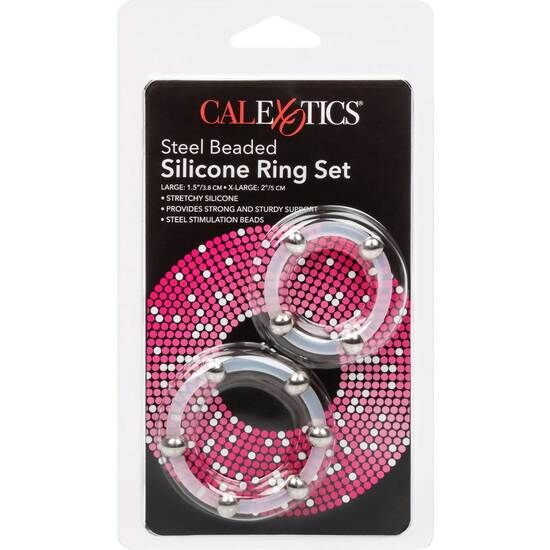 CalExotics Stahlperlen-Silikonring-Set – L & XL