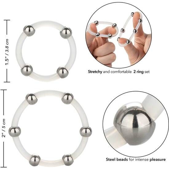 CalExotics Stahlperlen-Silikonring-Set – L & XL