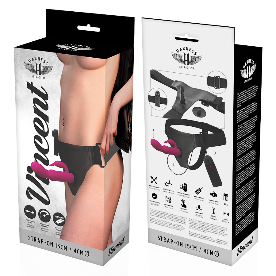 Harness Attraction Vincent Strap-on Rabbit-Vibrator – 15 cm