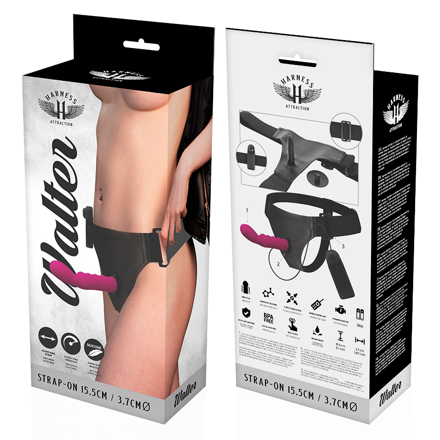 Harness Attraction Walter Strap-on Vibrator – 15,5 cm, G-Punkt
