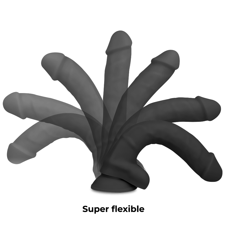 Cock Dildo Realistisches Silikon Dichte Artikulierbar Schwarz