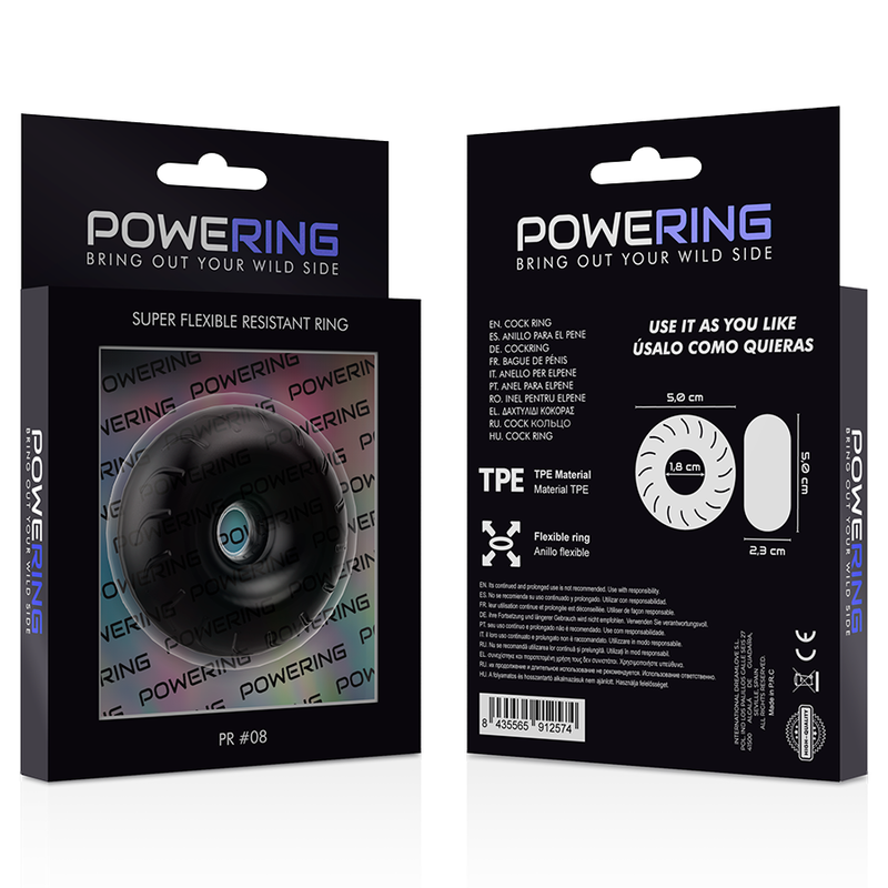 Powering PR08 Penisring – TPE, Ø 5 cm, schwarz