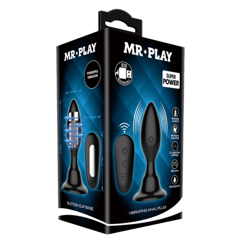 Mr. Play Anal-Plug mit Vibration und Fernbedienung – schwarz