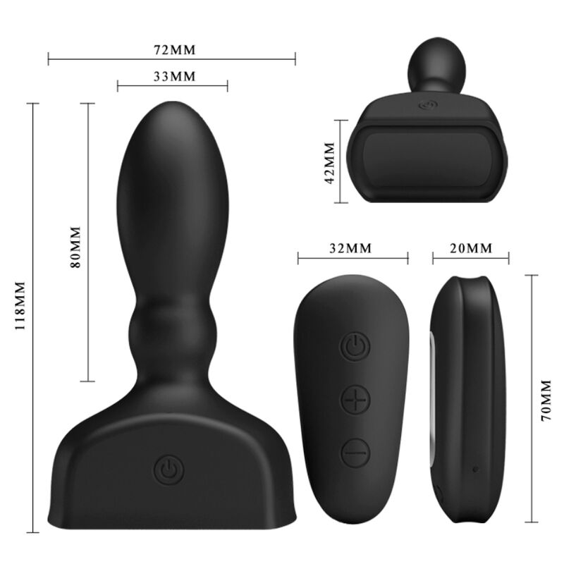 Mr. Play Aufblasbarer Anal-Plug mit Fernbedienung – schwarz