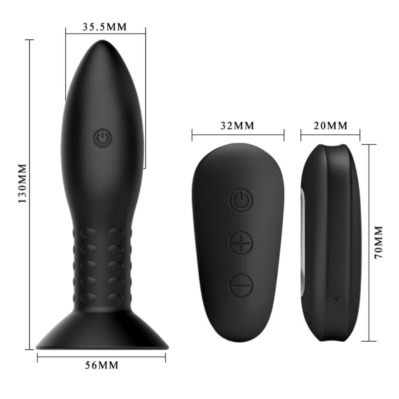 Mr. Play Anal-Plug mit Rotierenden Perlen und Fernbedienung – schwarz