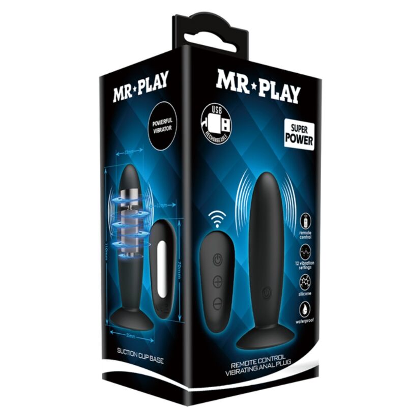 Mr. Play Anal-Plug 12-Modus Vibrator mit Fernbedienung – schwarz