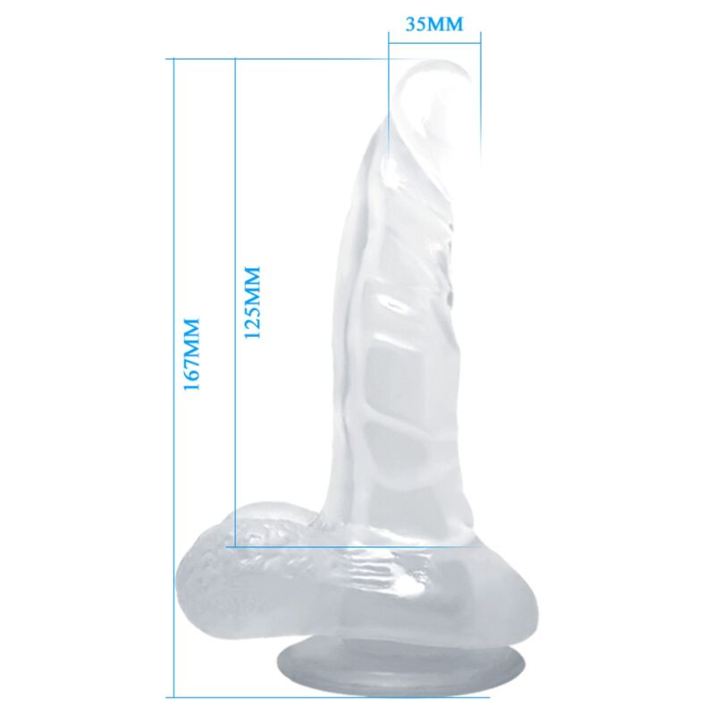 Baile Realistischer Gelatine-Dildo mit Saugnapf – transparent, 16,7 cm