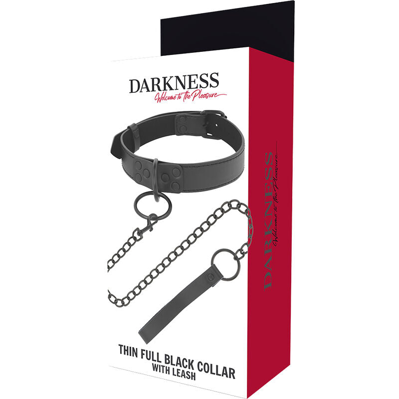Darkness BDSM Halsband mit Kette – schwarz, Neopren