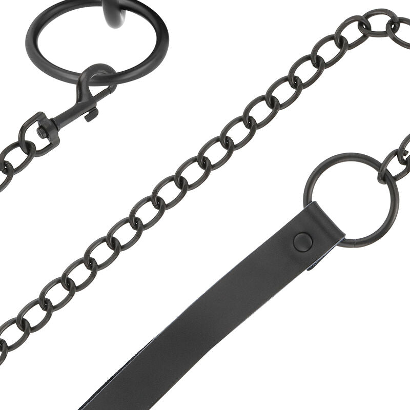 Darkness BDSM Halsband mit Kette – schwarz, Neopren