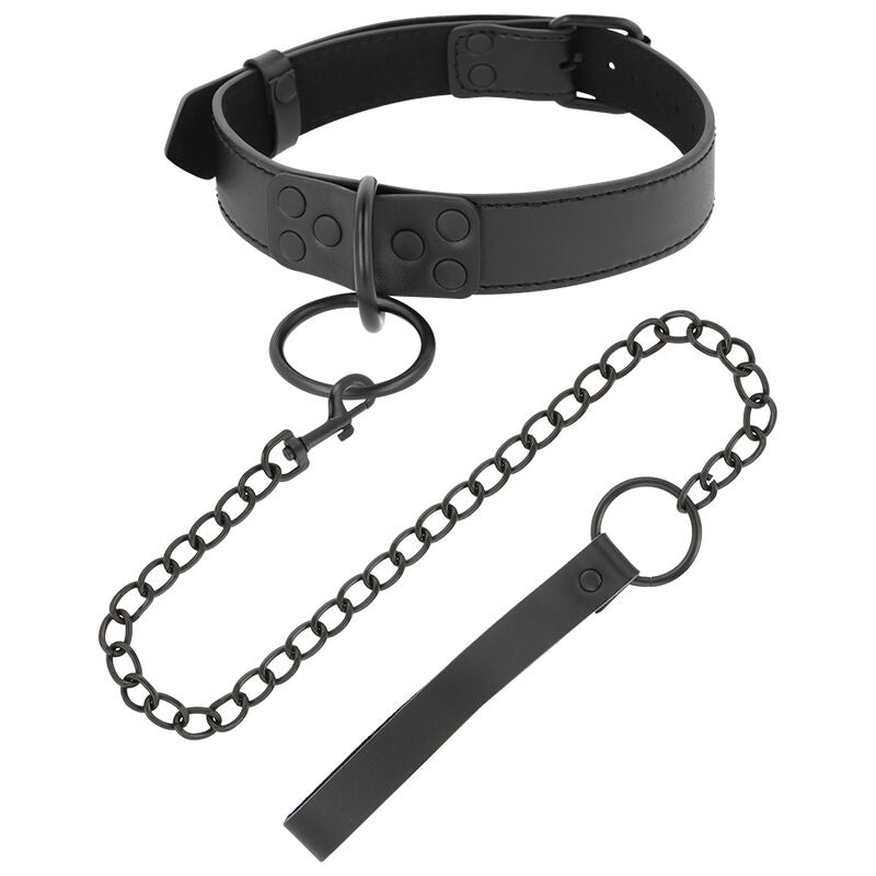 Darkness BDSM Halsband mit Kette – schwarz, Neopren
