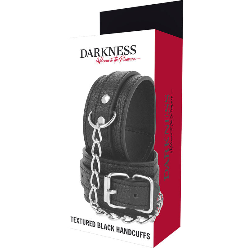 Darkness Handschellen aus strukturiertem PU-Leder – schwarz
