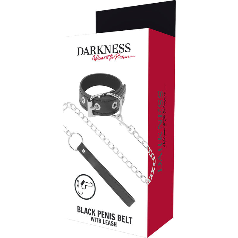 Darkness Penisring mit Leine und Metallkette – BDSM