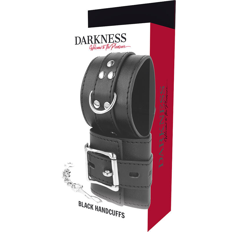 Darkness Handschellen aus Schwarzem Leder