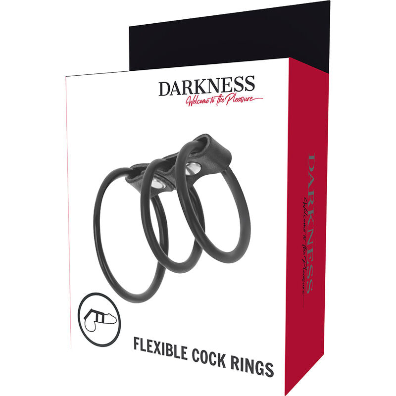 Darkness Set aus 3 Flexiblen Penisringen