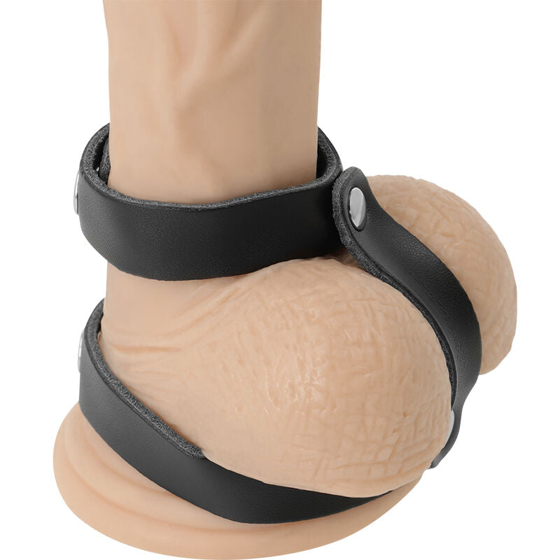 Darkness Verstellbarer Penis- und Hodenring aus Leder