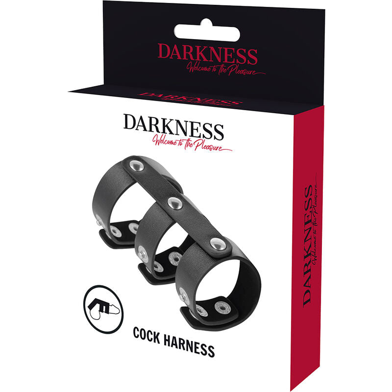 Darkness Verstellbarer Doppel-penis- und Hodenring aus Leder