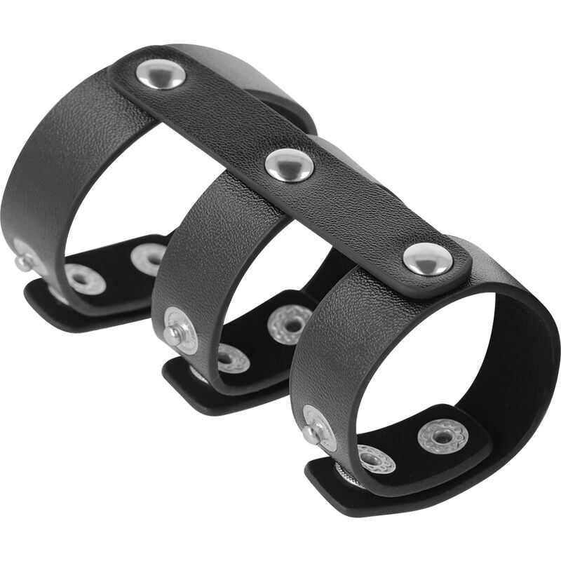 Darkness Verstellbarer Doppel-penis- und Hodenring aus Leder