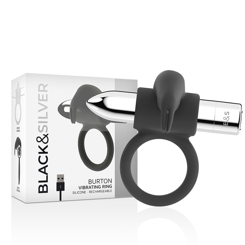 Black&Silver Burton Wiederaufladbarer Ring 10 Vibrationsmodi