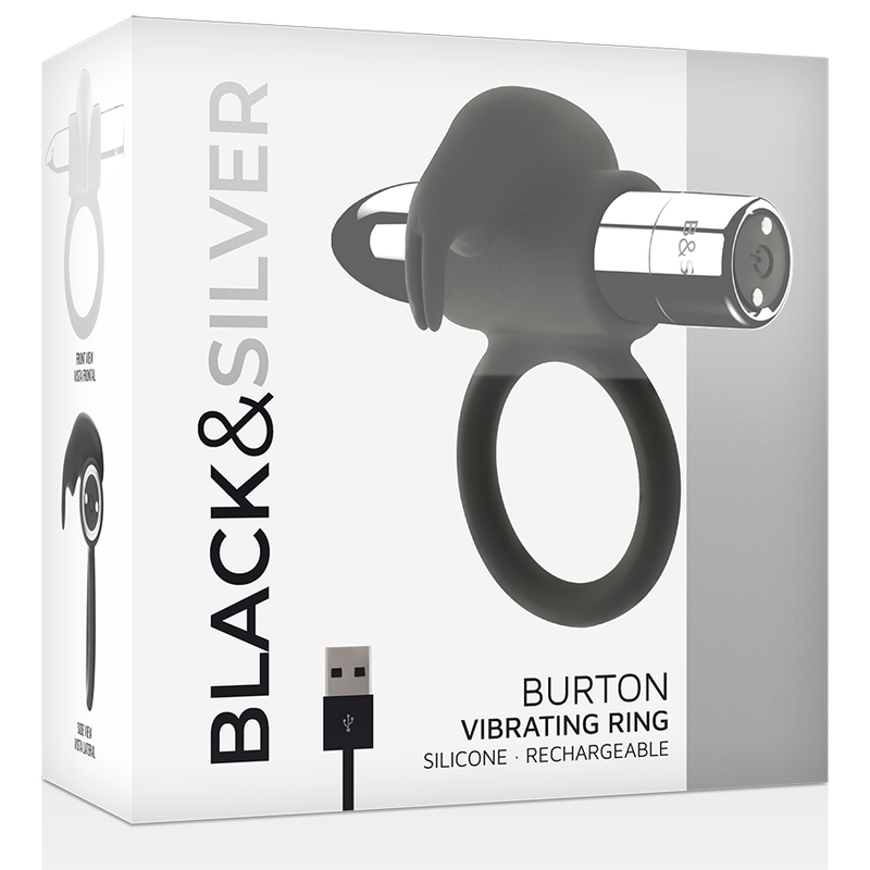 Black&Silver Burton Wiederaufladbarer Ring 10 Vibrationsmodi