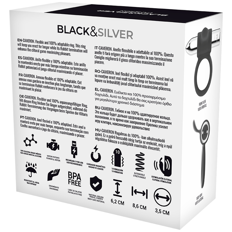 Black&Silver Cameron Wiederaufladbarer Ring Silber
