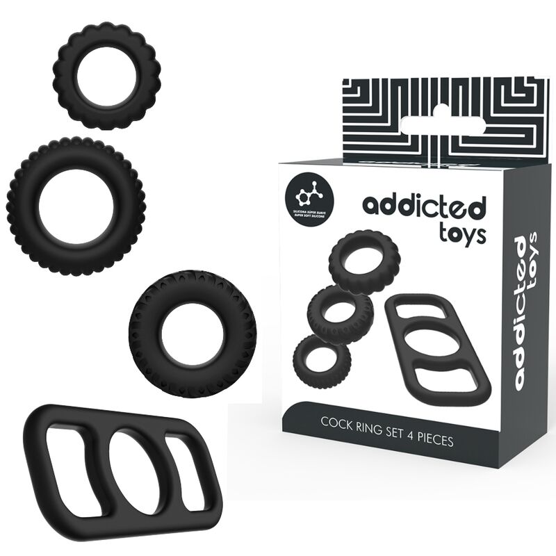Addicted Toys Cock Ring Set – 4 Penisringe, Silikon