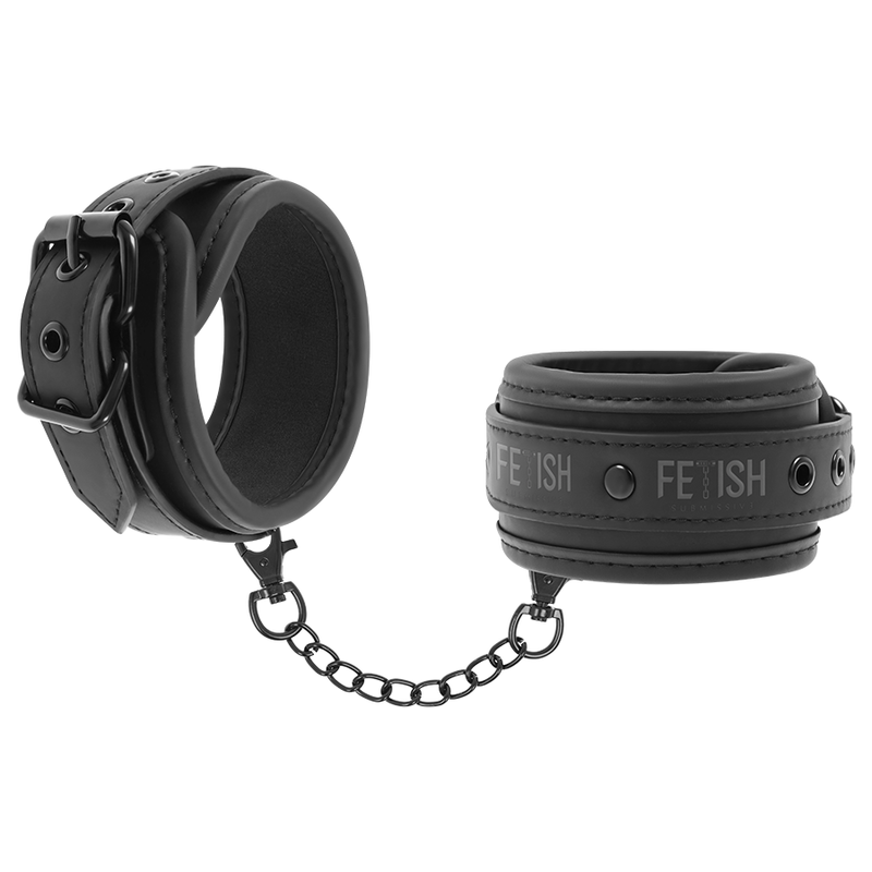 Fetish Submissive Handschellen Aus Veganem Leder Mit Neopren-Futter