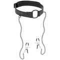 Fetish Submissive Knebelring Mit Nippelklemmen