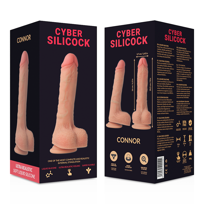 Cyber Silicock Strap-on Connor Flüssige Silikon mit 3 Ringen...