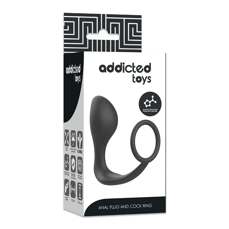 Addicted Toys Anal-Plug mit Silikon-Penisring – schwarz