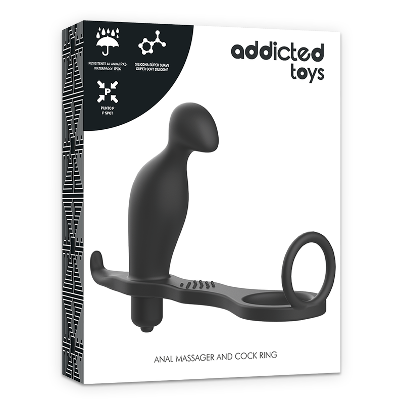 Addicted Toys Analplug mit Penisring Silikon 16 cm – Schwarz