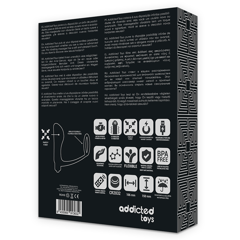Addicted Toys Anal-Plug + Penisring mit Fernbedienung – USB